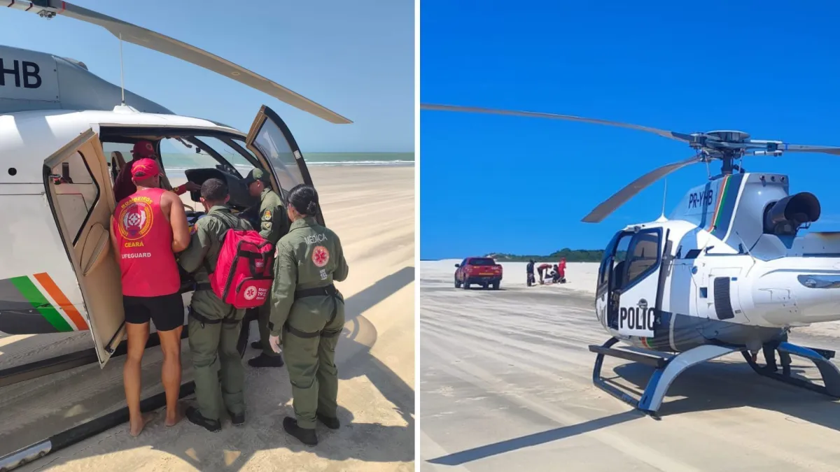 Turista é resgatada de helicóptero após acidente com quadriciclo em Jericoacoara